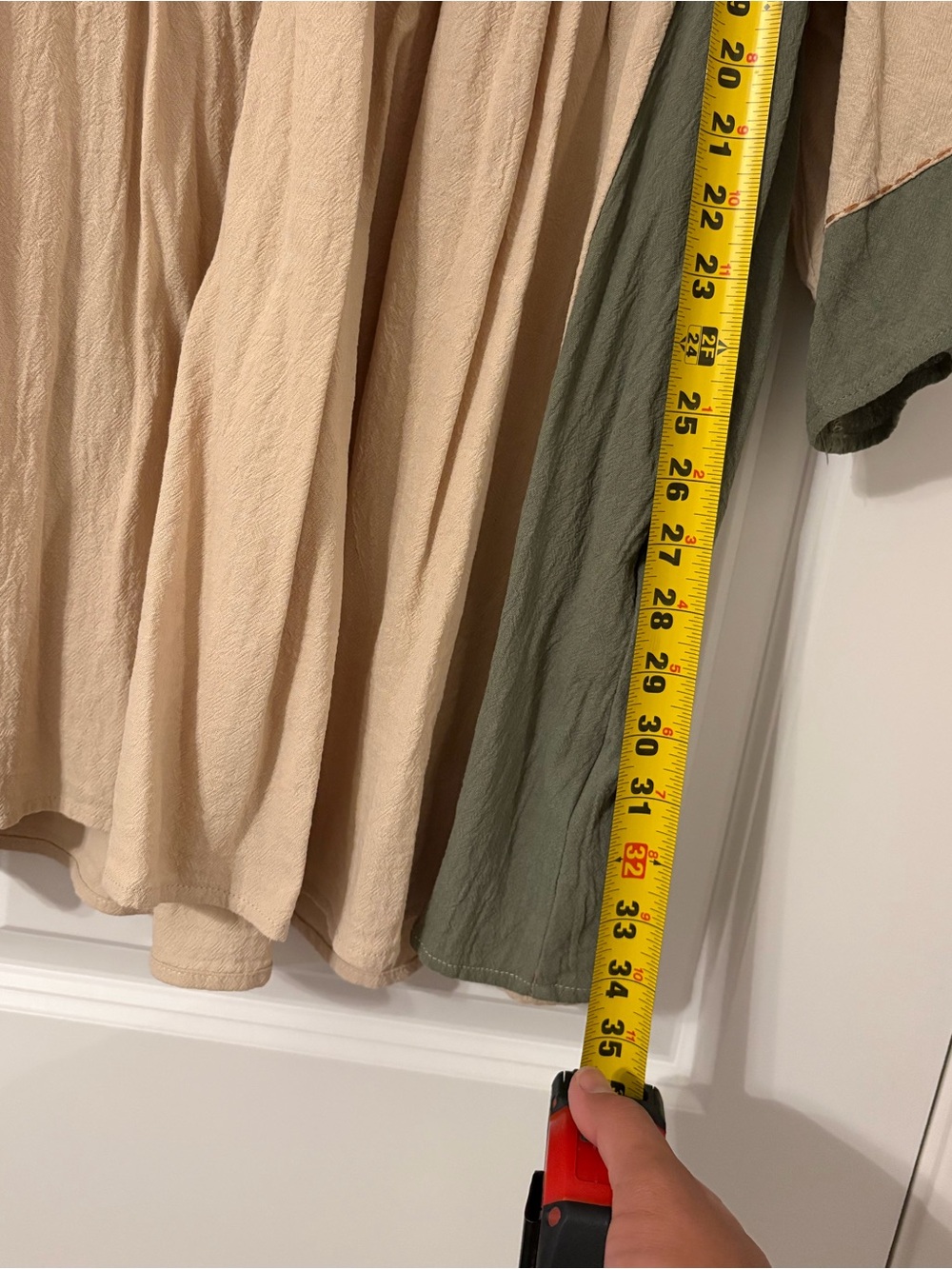 EASEL EMBROIDERED LINEN DRESS KHAKI OLIVE LARGE - Picture 5 of 6